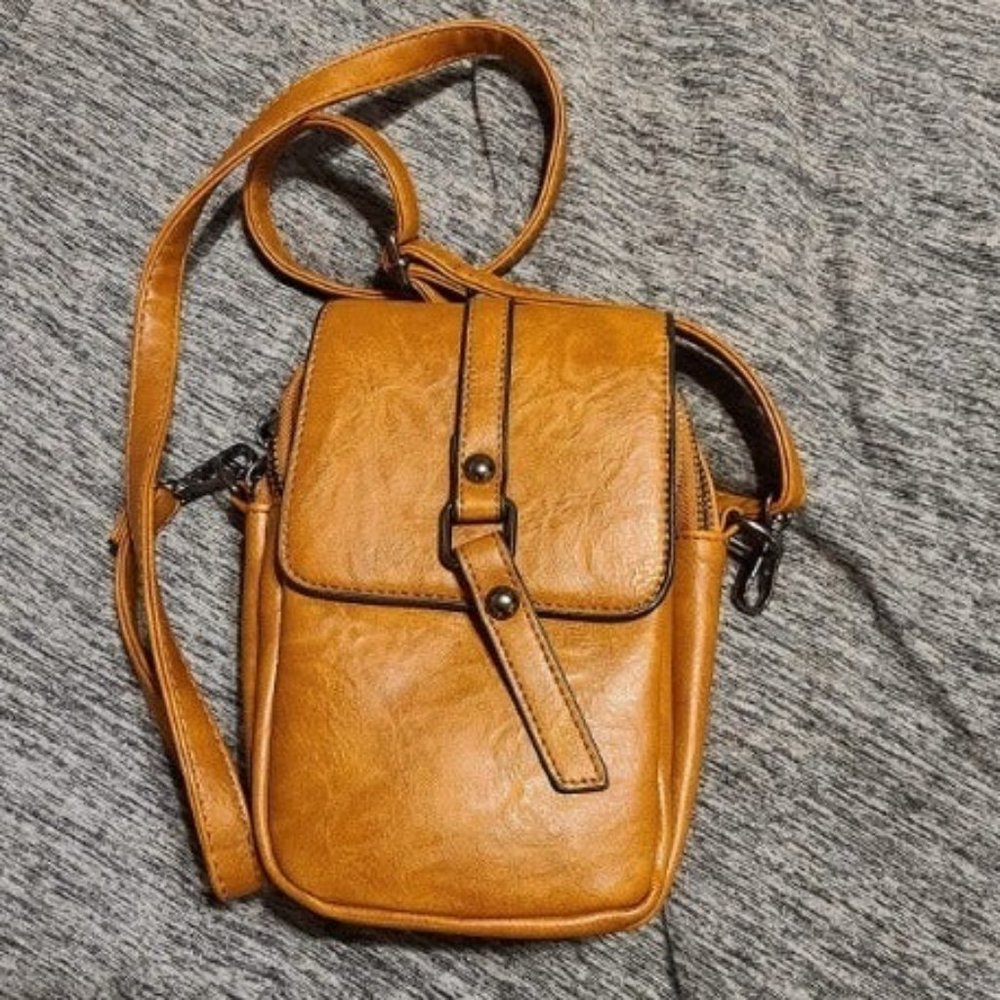 Vintage Crossbody Phone Bag for Women, Small Leather Shoulder Purse